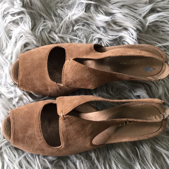 Tan Suede Open-Toe Heels - Picture 3 of 6